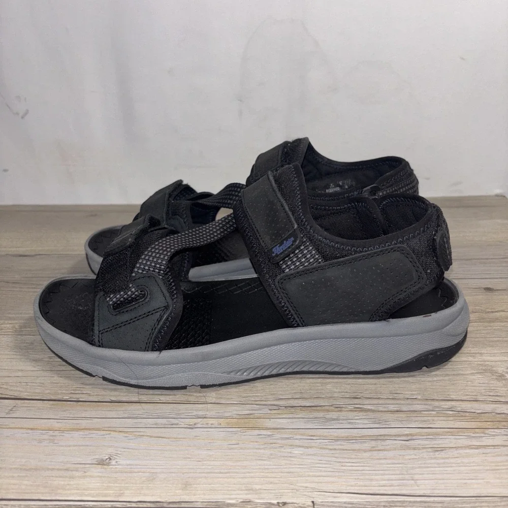 Mens 12 Florsheim Tread Lite River Sandal Black Leather 14362-001